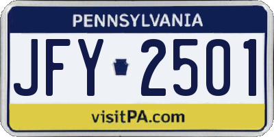 PA license plate JFY2501