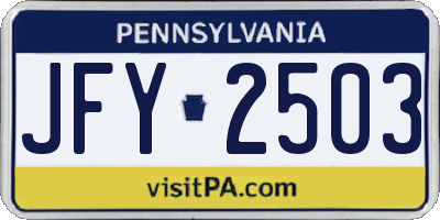PA license plate JFY2503