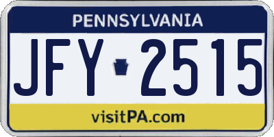 PA license plate JFY2515