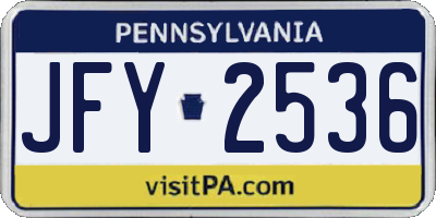PA license plate JFY2536