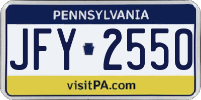 PA license plate JFY2550