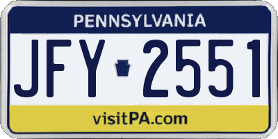 PA license plate JFY2551