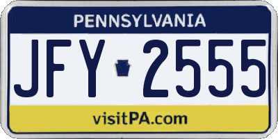 PA license plate JFY2555