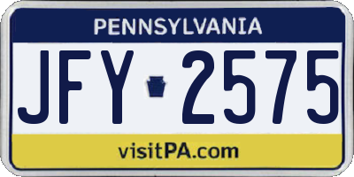 PA license plate JFY2575