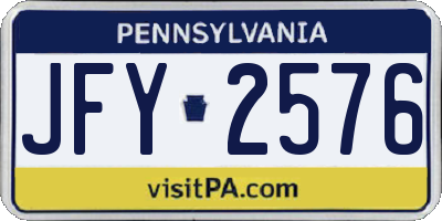 PA license plate JFY2576