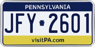 PA license plate JFY2601