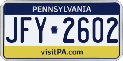 PA license plate JFY2602