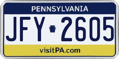 PA license plate JFY2605