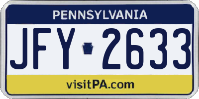 PA license plate JFY2633