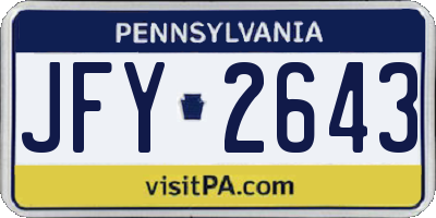 PA license plate JFY2643