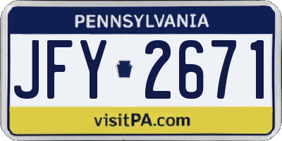 PA license plate JFY2671