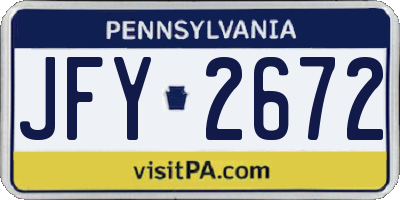 PA license plate JFY2672