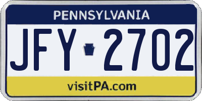 PA license plate JFY2702