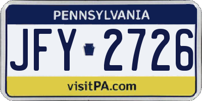 PA license plate JFY2726