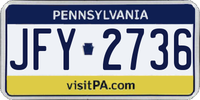 PA license plate JFY2736
