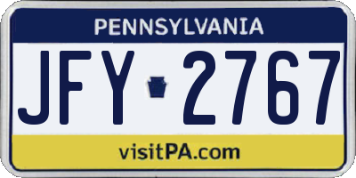 PA license plate JFY2767