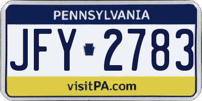 PA license plate JFY2783