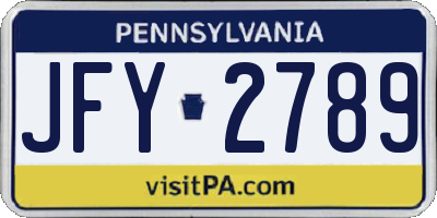 PA license plate JFY2789