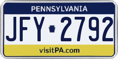 PA license plate JFY2792