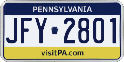 PA license plate JFY2801