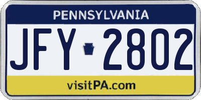 PA license plate JFY2802