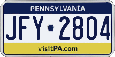 PA license plate JFY2804