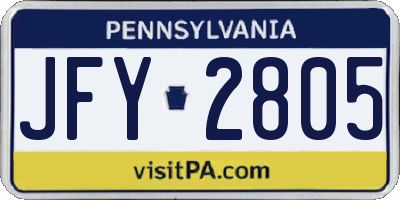 PA license plate JFY2805