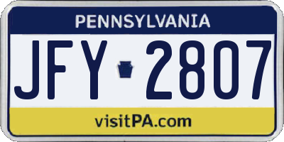PA license plate JFY2807