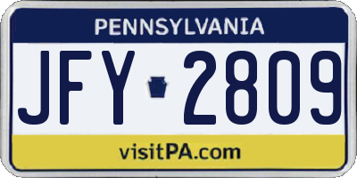 PA license plate JFY2809