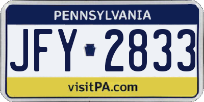 PA license plate JFY2833