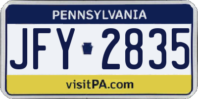 PA license plate JFY2835