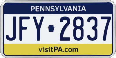 PA license plate JFY2837