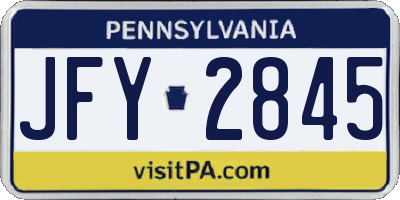 PA license plate JFY2845