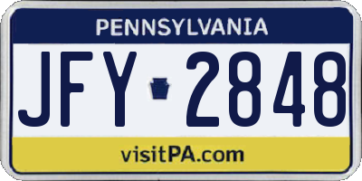 PA license plate JFY2848