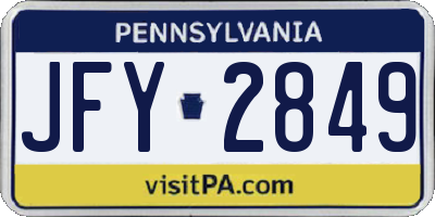 PA license plate JFY2849
