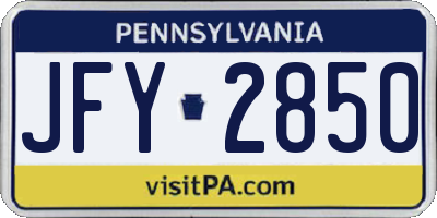 PA license plate JFY2850