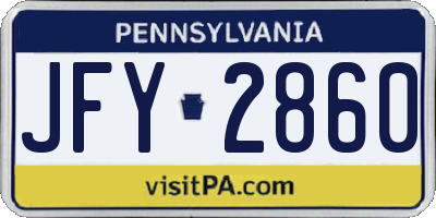 PA license plate JFY2860