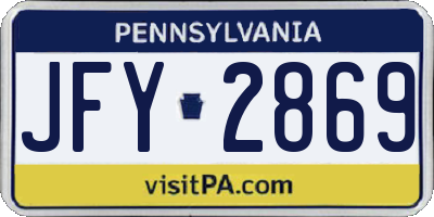 PA license plate JFY2869