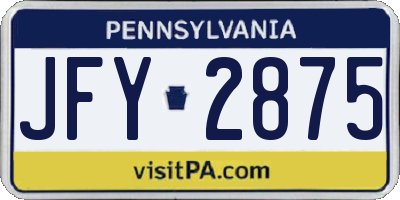 PA license plate JFY2875