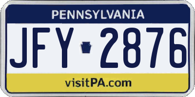 PA license plate JFY2876
