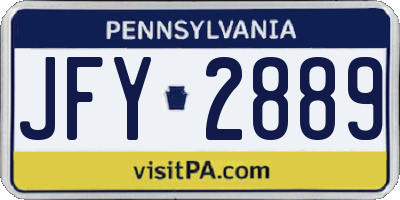 PA license plate JFY2889