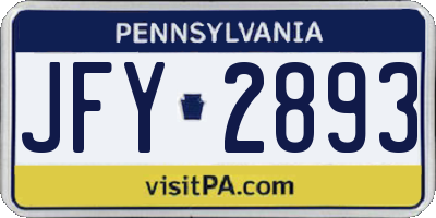 PA license plate JFY2893