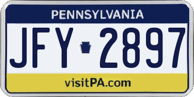 PA license plate JFY2897