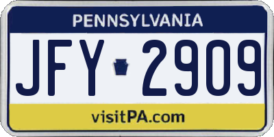 PA license plate JFY2909