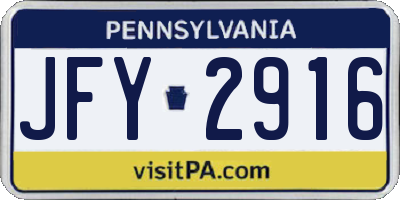 PA license plate JFY2916