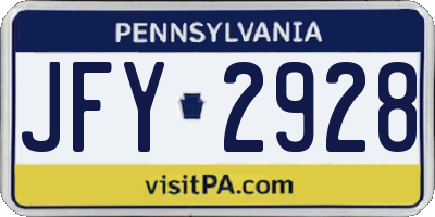 PA license plate JFY2928