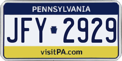 PA license plate JFY2929
