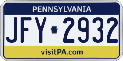 PA license plate JFY2932