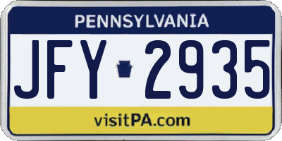 PA license plate JFY2935