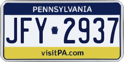 PA license plate JFY2937